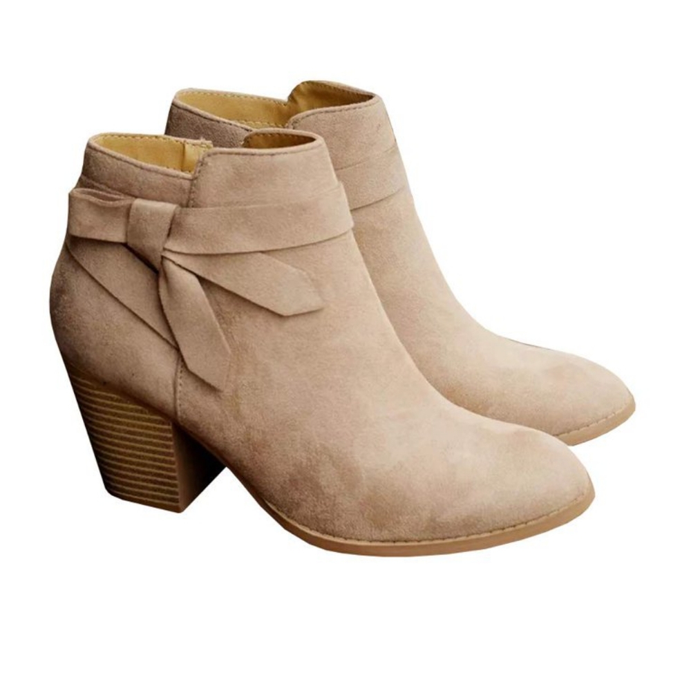 PiePieBuy Women's Tie Knot Chelsea Pump Ankle Boots Booties